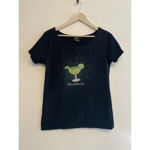 Margaritaville T-Shirt Tee Women Large Sequin Black Woman to Blame Buffett